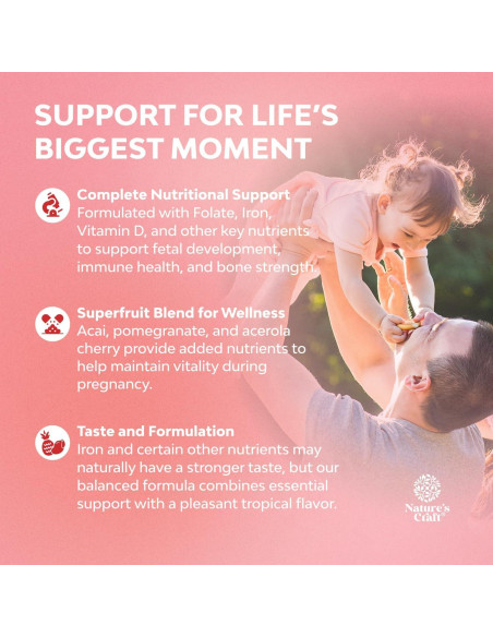 Gomitas Prenatales Veganas Natures Craft con Hierro y Ácido Fólico