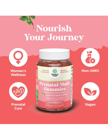 Gomitas Prenatales Veganas Natures Craft con Hierro y Ácido Fólico