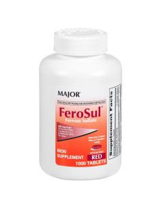 Tabletas de Sulfato Ferroso Major 325 mg - Suplemento de Hierro 1000 Unidades