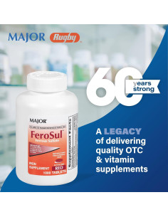 Tabletas de Sulfato Ferroso Major 325 mg - Suplemento de Hierro 1000 Unidades 2