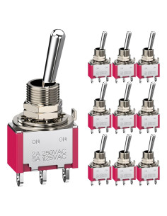 Interruptor de Palanca SPDT DIYhz 5A 125V 2A 250V 10 Piezas