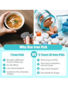 3 Piezas Pez de Hierro Awaiymi con Ganchos y Paño Seco 2