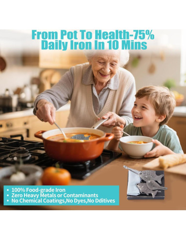 3 Piezas Pez de Hierro Awaiymi con Ganchos y Paño Seco