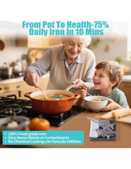 3 Piezas Pez de Hierro Awaiymi con Ganchos y Paño Seco