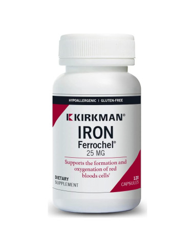 Cápsulas de Hierro 25 mg Kirkman - Hipoalergénico - 120 unidades