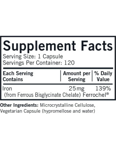 Cápsulas de Hierro 25 mg Kirkman - Hipoalergénico - 120 unidades 2