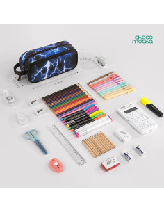 Estuche de Lápices Choco Mocha Azul 2 Compartimentos 22x10x10cm 2