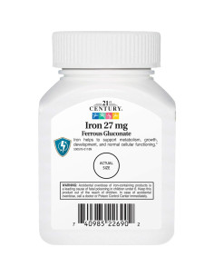 Tabletas de Gluconato Ferroso 27 mg 21st Century - 110 Unidades 2