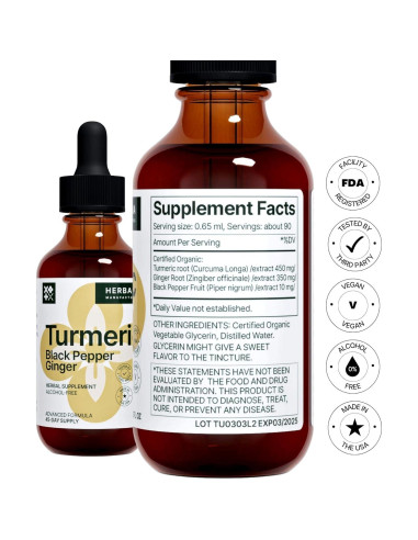 Extracto Líquido 3-en-1 de Cúrcuma, Jengibre y Pimienta Negra - 59 ml