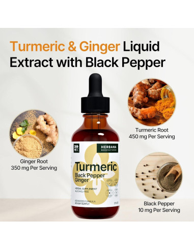 Extracto Líquido 3-en-1 de Cúrcuma, Jengibre y Pimienta Negra - 59 ml