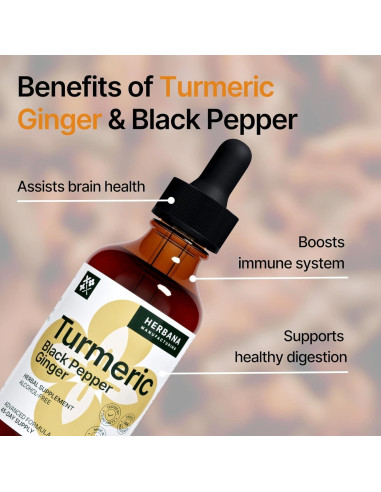 Extracto Líquido 3-en-1 de Cúrcuma, Jengibre y Pimienta Negra - 59 ml