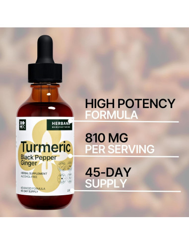 Extracto Líquido 3-en-1 de Cúrcuma, Jengibre y Pimienta Negra - 59 ml