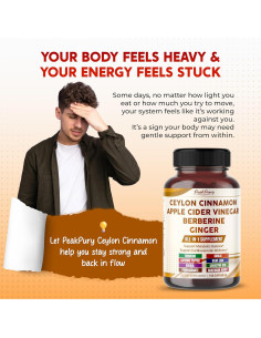 Suplemento Metabólico PeakPury Canela de Ceilán 150 Cápsulas 2