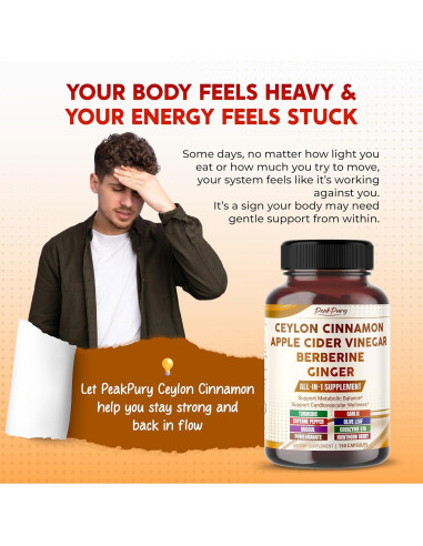 Suplemento Metabólico PeakPury Canela de Ceilán 150 Cápsulas