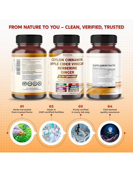 Suplemento Metabólico PeakPury Canela de Ceilán 150 Cápsulas