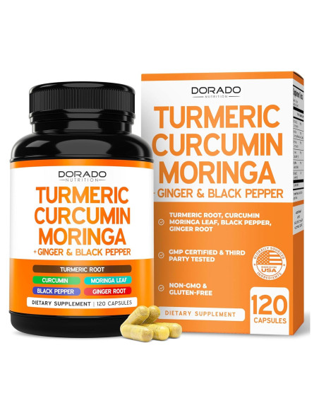 Suplemento de Cúrcuma y Curcumina Dorado Nutrition 120 Cápsulas