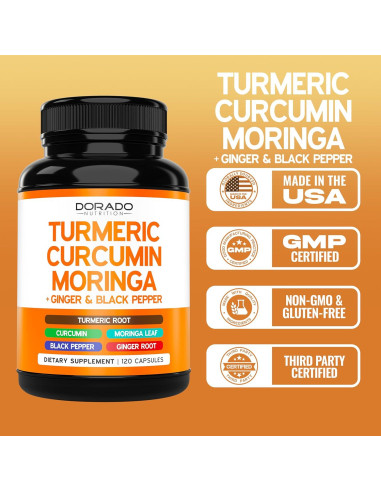 Suplemento de Cúrcuma y Curcumina Dorado Nutrition 120 Cápsulas