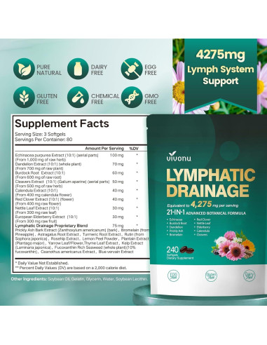 Suplemento Drenaje Linfático VivoNu 240 Gelatinas 4275mg
