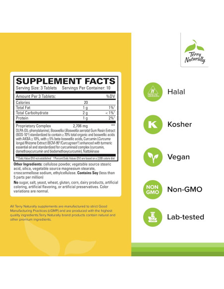 Suplemento Curamin Extra Strength Terry Naturally - 30 Tabletas