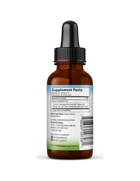 Gotas Inmunológicas Herbal Papaya 30ml con Ashwagandha y Cúrcuma