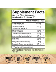 Suplemento Articular Vitalize Life - Glucosamina, Cóndroitina y Cúrcuma - 60 Cápsulas Vegetales 2