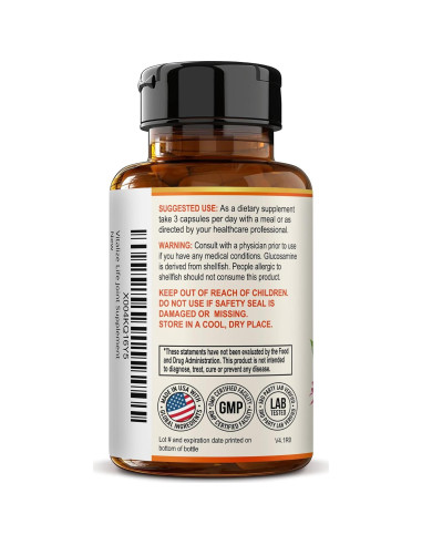 Suplemento Articular Vitalize Life - Glucosamina, Cóndroitina y Cúrcuma - 60 Cápsulas Vegetales