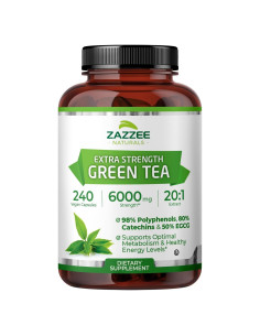 Zazzee Extracto de Té Verde 6000 mg 240 Cápsulas Veganas