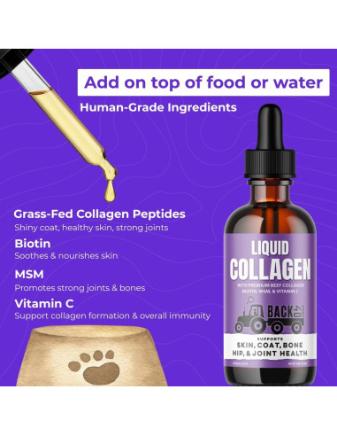 Colágeno Líquido Premium Back 40 Dogs para Perros 256g