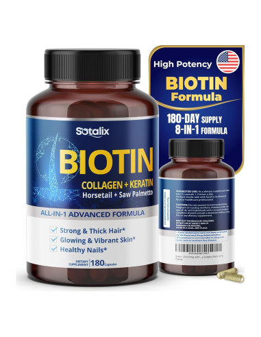 Suplemento de Biotina Sotalix 180 Cápsulas - Cabello, Piel y Uñas Saludables