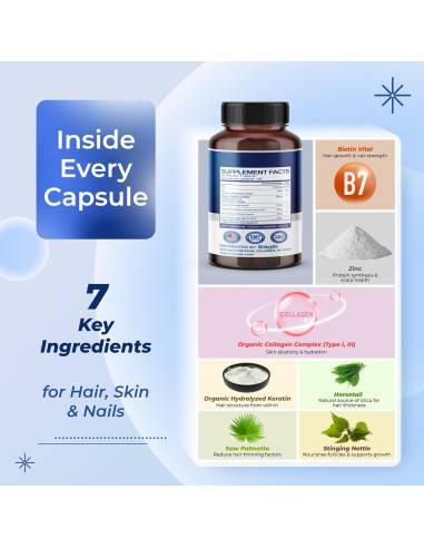 Suplemento de Biotina Sotalix 180 Cápsulas - Cabello, Piel y Uñas Saludables