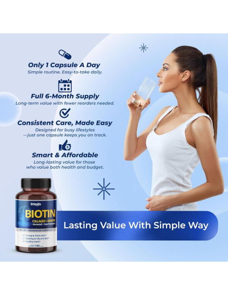 Suplemento de Biotina Sotalix 180 Cápsulas - Cabello, Piel y Uñas Saludables