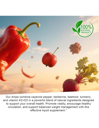 Gotas Líquidas de Pimienta de Cayena Ruduwu 60ml Suplemento Natural