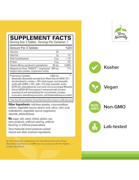 Suplemento Terry Naturally Curamin Dolor de Cabeza - 21 Tabletas