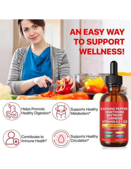 Gotas Líquidas de Pimienta de Cayena Ruduwu 60ml Suplemento Natural