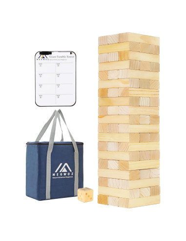 Juego de Torre de Caída Megwoz 57 Bloques de Madera 0.91m