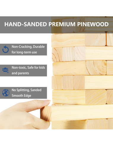 Juego de Torre de Caída Megwoz 57 Bloques de Madera 0.91m