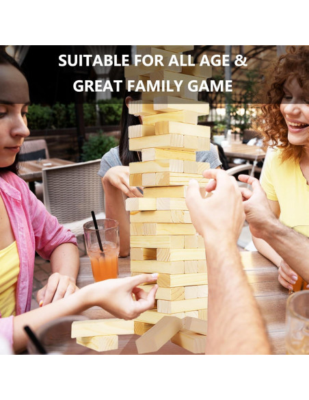 Juego de Torre de Caída Megwoz 57 Bloques de Madera 0.91m Juego de Torre de Caída Megwoz 57 Bloques de Madera 0.91m