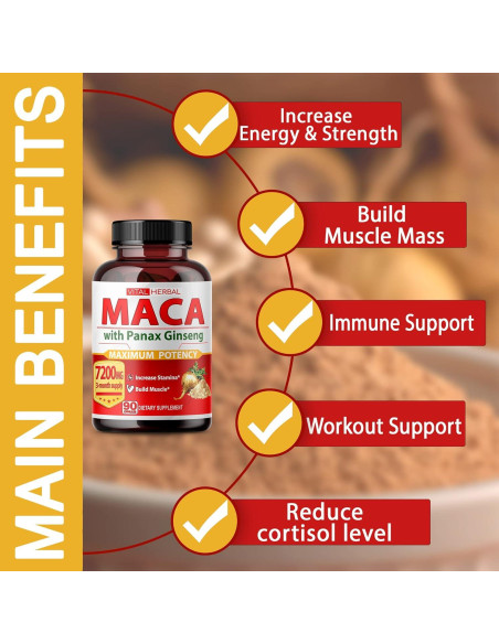 Complejo Herbal Vital Herbal 7 en 1 - Raíz de Maca, Ashwagandha, Ginseng - 90 Días