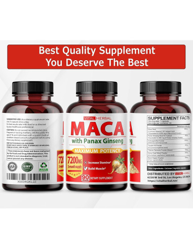 Complejo Herbal Vital Herbal 7 en 1 - Raíz de Maca, Ashwagandha, Ginseng - 90 Días