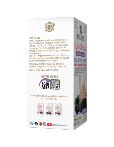 Té Herbal de Limpieza de Colon Hyleys Acai Berry - 25 Bolsitas