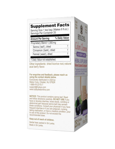 Té Herbal de Limpieza de Colon Hyleys Acai Berry - 25 Bolsitas