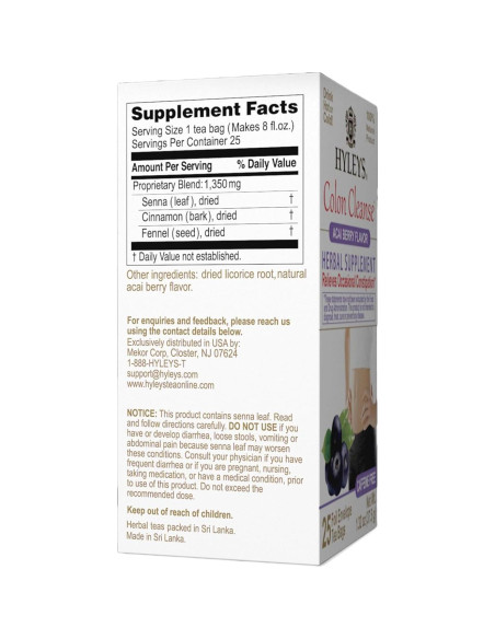 Té Herbal de Limpieza de Colon Hyleys Acai Berry - 25 Bolsitas