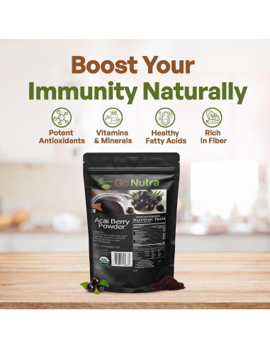 Polvo de Acai Orgánico Liofilizado Go Nutra 450g - Superalimento