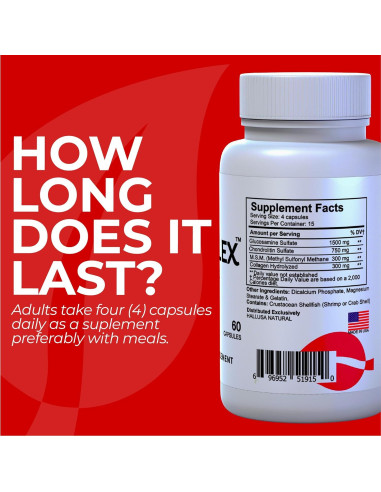 Halluflex Glucosamina 1500mg 60 Cápsulas + HALLARTHRI Roll-On 90ml