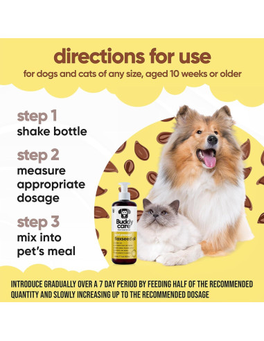 Aceite de Semilla de Lino Buddycare 500 ml - Suplemento para Perros
