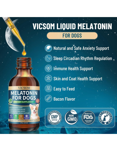 Melatonina Líquida para Perros VICSOM 60ml - Sueño y Calma