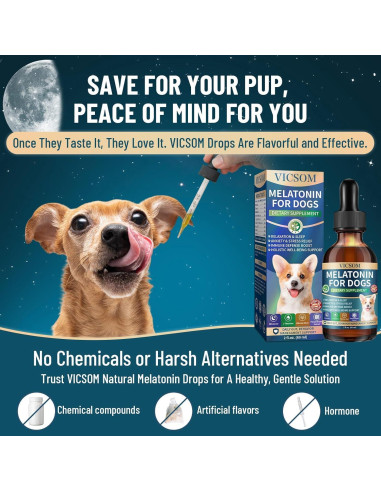Melatonina Líquida para Perros VICSOM 60ml - Sueño y Calma