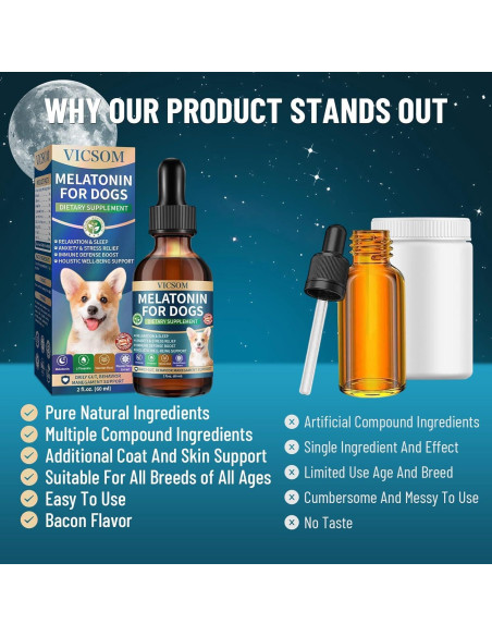 Melatonina Líquida para Perros VICSOM 60ml - Sueño y Calma