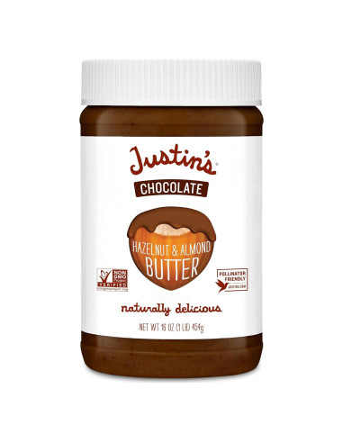Mantequilla de Avellana y Almendra Justin 454g Cacao Orgánico