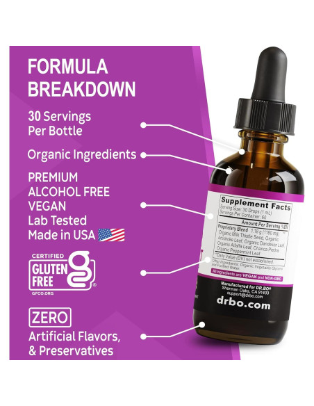 Suplemento Hepático Orgánico DR. BO 59.15ml - Gotas Desintoxicantes